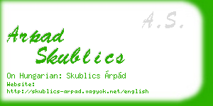 arpad skublics business card